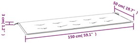 kék oxford szövet kerti padpárna 150 x 50 x 3 cm