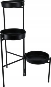 Loft Virágágyás Fekete Fém Összecsukható 3 Virágcserép 46 X 32 X 61,5 CM