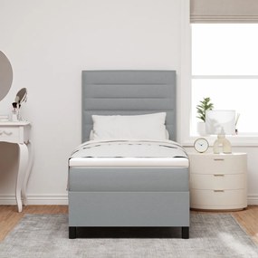 Box Spring ágy matraccal, világosszürke, egyszemélyes, szövet
