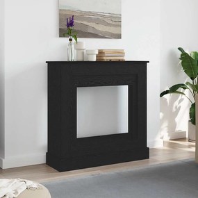 fekete tölgy színű szerelt fa kandallóburkolat 90x30x90 cm