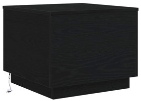 fekete tölgyszínű dohányzóasztal LED-lámpákkal 50 x 50 x 40 cm