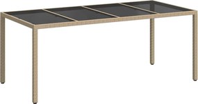 vidaXL Kerti Asztal Bézs 190 x 90 x 75 cm polirattan