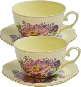 Kávéscsésze tea színes virág mintás 2+2