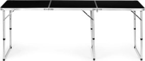 Kerti asztal, MultiGarden GB030-180, fekete, 180 x 60 cm, összecsukható, állítható magasság (60–70 cm), hordfogantyúval, teherbírás: 50 kg