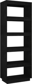 vidaXL fekete tömör fenyőfa könyvszekrény/térelválasztó 60x35x167 cm
