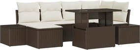 vidaXL Kerti Kanapé Szett tárolóval 7 pcs Barna Poli rattan