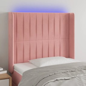 rózsaszín bársony LED-es fejtámla 83x16x118/128 cm