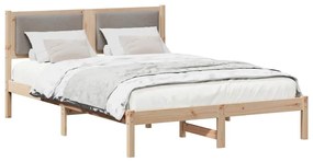 vidaXL Ágykeret fejtámlával Tópszínű 135 x 190 cm Tömör fenyőfa