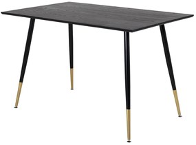 Asztal Dallas 124Fekete, Sárgaréz, 75x85x120cm, Közepes sűrűségű farostlemez, Természetes fa furnér, Fém