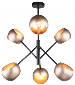 ITALUX MDM-3690-6-BK-GD CAVAZZA Glamour Csillár Fekete, Nikkel, Arany E14 IP20
