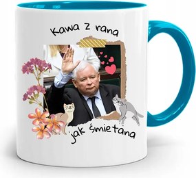 Kék Vicces Bögre Jaroslaw Kaczynski fényképes nyomattal