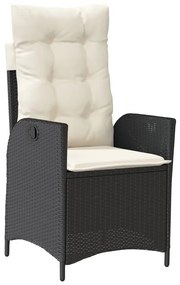 9 részes fekete polyrattan kerti étkezőgarnitúra párnákkal