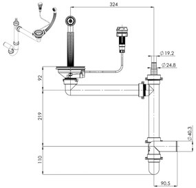 Mosogató Minőségi Obszidián, konyhai gránit mosogató 790x500x210 mm + fekete szifon, fehér, SKQ-OBS.W.1KDO.XB