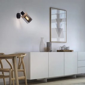 JUST LIGHT. 11311-18 -Fali spotlámpa PASQUAL 1xE27/40W/230V fekete/gumifa