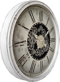 Globo B992512 Falióra, fehér műanyag, üveglap, mozgatható fogaskerekek, római számlap, ø: 760mm, M: 760mm