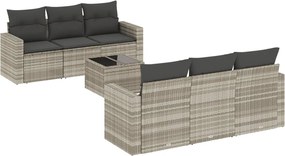 vidaXL 7 részes világosszürke polyrattan kerti ülőgarnitúra párnákkal