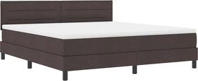 vidaXL Boxrugós ágy matracmal leddel Sötét Barna 180 x 200 cm szövet