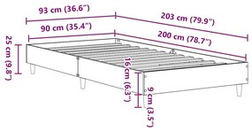fekete szerelt fa ágykeret matrac nélkül 90 x 200 cm