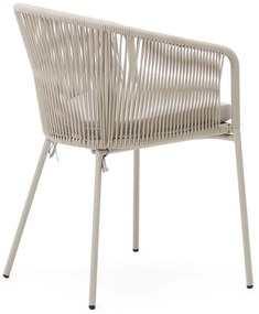 Krémszínű fém-párnázott kerti szék Yanet – Kave Home