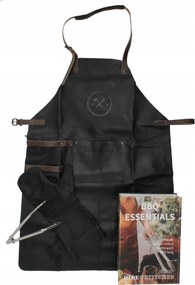 Bőr Bbq kötény ajándékdobozban Hide &amp; Stitches kesztyűvel