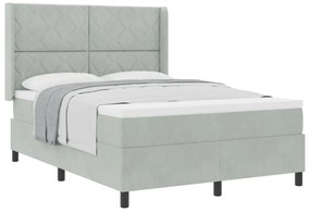 Boxspring Ágy Matrac Különleges Világosszürke 140x200 cm Bársony