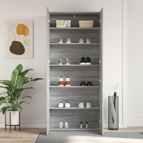 Cipőtároló Szürke Sonoma 80x35,5x180 cm Mérnöki Fa