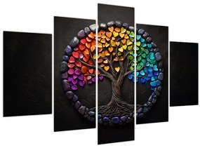 Kép – Fa színes szívekkel (150x105 cm)