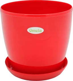 Műanyag virágtartó kaspó állvánnyal piros 16cm