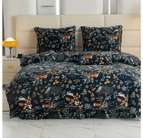 Mikroplüss ágyneműhuzat szett RÓKA ÉS NYÚL sötétzöld + mikroplüss lepedő SOFT 90x200 cm fehér, egyszemélyes