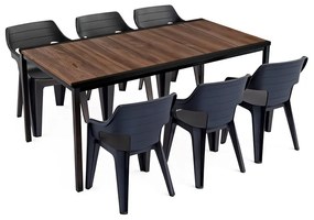 Ravello Large 6+1 kerti bútor garnitúra szett dió-fekete