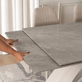 Szürke Márványhatású Bővíthető Kerámia Asztal Kasmír Lábbal. LUIGI 160-240 cm