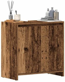 Antik fa színű szerelt fa fürdőszobai mosdószekrény 60x33x60 cm