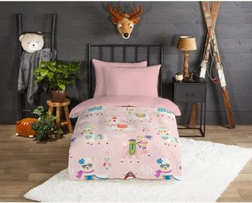 Rózsaszín egyszemélyes flanel gyerek ágyneműhuzat 140x200 cm Ladida – Good Morning