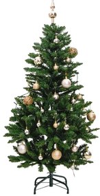 csuklópántos műkarácsonyfa 150 LED-del és gömbökkel 120 cm