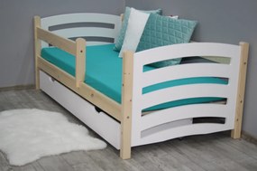 Gyerekágy MELA 80 x 160 cm, fehér–fenyő Ágyrács: Lamellás ágyrács, Matrac: EASYSOFT 8 cm matrac