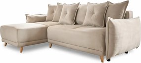 Bézs kordbársony kinyitható sarokkanapé (variálható) Lazy Lukka – Miuform