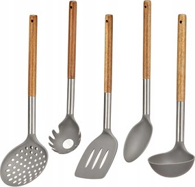 Konyhai Kiegészítő Szett Fa Nyéllel 5 Db-os Nylon Véggel