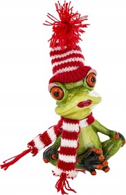 Karácsonyi figura 14x8x6cm Béka sapkában és sálban 169677 Art Pol