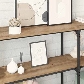 vidaXL Konzolasztal Artisan tölgy 150 x 29 x 75 cm Mérnöki fa és fém