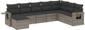 vidaXL 8 részes szürke polyrattan kerti ülőgarnitúra párnákkal