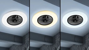 Toolight Szerszámlámpa, LED mennyezeti lámpa ventilátorral APP1552-C, fekete-fehér, OSW-05181