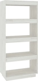 vidaXL fehér tömör fenyőfa könyvszekrény/térelválasztó 60x35x135 cm