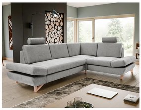 Ággyá nyitható, kárpitozott, jobb oldali L-alakú sarok ülőgarnitúra tárolórekesszel AVESTA, szürke