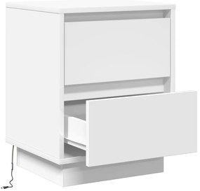 Éjjeli Szekrények LED Fényekkel 2 db Fehér 39x34,5x50 cm