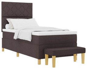 Boxspring ágy matraccal és paddal, sötétbarna, 100x200 cm, szövet