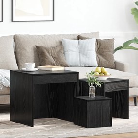 Dohányzóasztalok 3 pcs Musta tammi 45 x 45 x 45 cm Faanyag