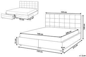 Franciaágy 140 cm ROLLA (ágyráccsal és tárolóhellyel) (sötétszürke). 1007486