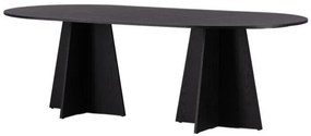 Asztal Dallas 3208Fekete, 75x115x230cm, Közepes sűrűségű farostlemez, Természetes fa furnér, Közepes sűrűségű farostlemez, Természetes fa furnér