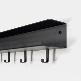 Fekete fém fali fogas polccal Easy – Spinder Design