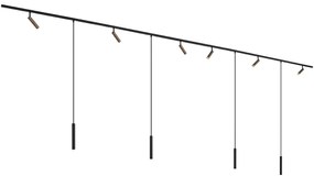 Modern sínrendszer 6 spotlámpával és 4 függőlámpa sötét bronz 1 fázisú - Slimline Uzzy Keno